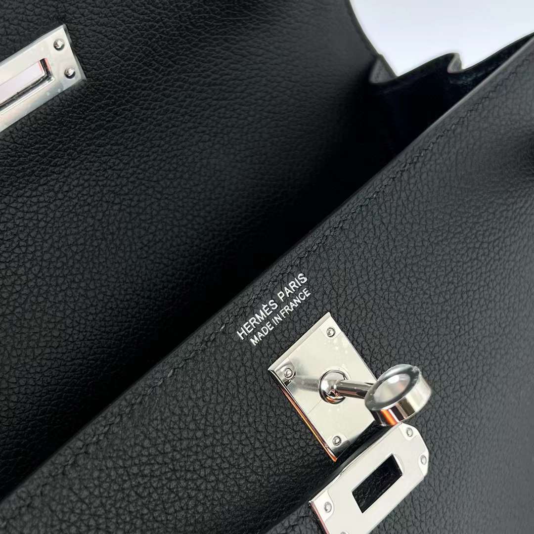 Hermès（爱马仕） Kelly danse 跳舞包 Evercolor Ck89 黑色 银扣 22cm 全手工蜡线缝 Phw