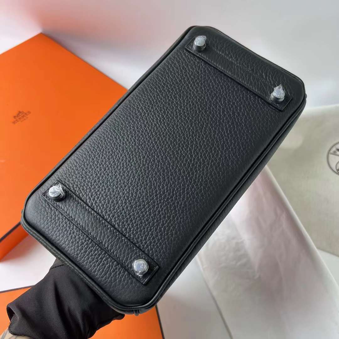 Hermès（爱马仕） Birkin 铂金包 Clemence 原德国TC大牛皮 Ck89 黑色 银扣 25cm 全手工蜡线缝 Phw