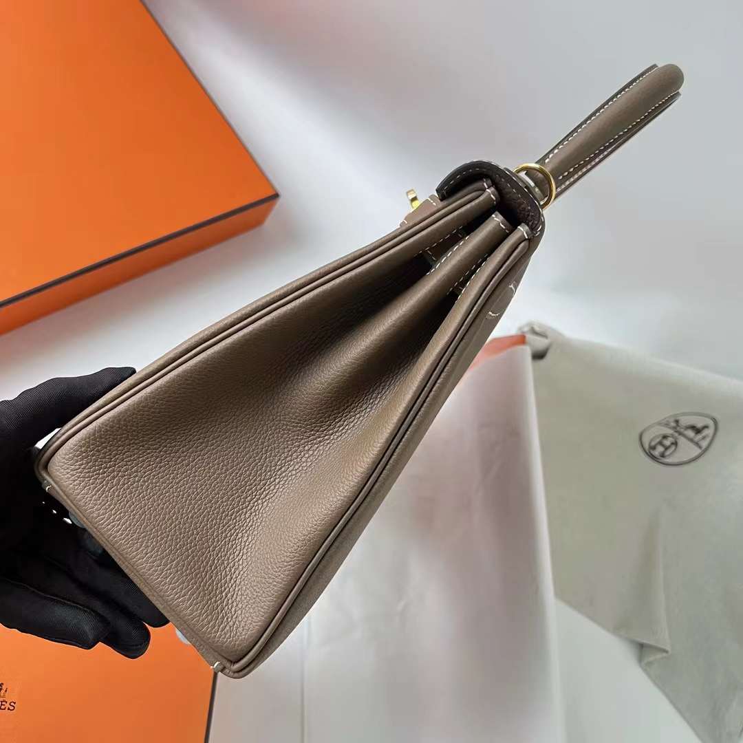Hermès（爱马仕）Kelly 凯莉包 Togo皮 Ck18 大象灰 金扣 28cm 全手工蜡线缝 Ghw