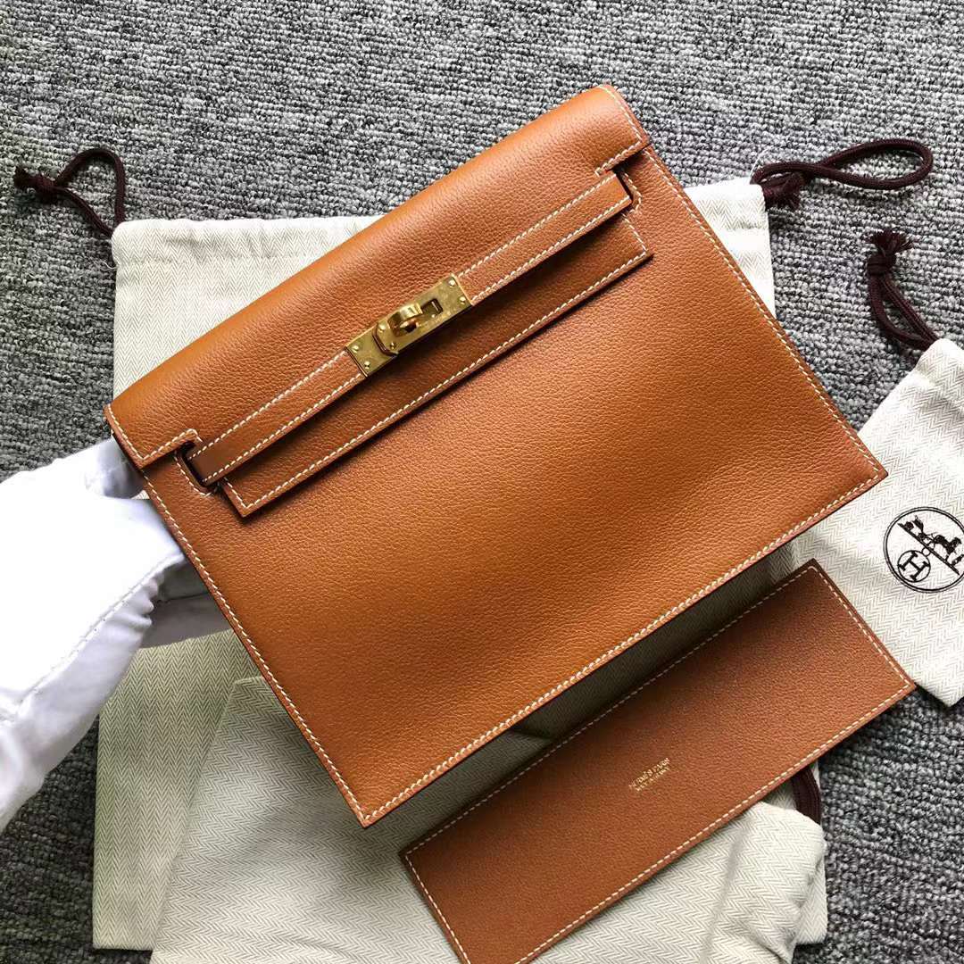 Hermès（爱马仕） Kelly danse 跳舞包 Evercolor Ck37 金棕色 金扣 22cm 全手工蜡线缝 Ghw