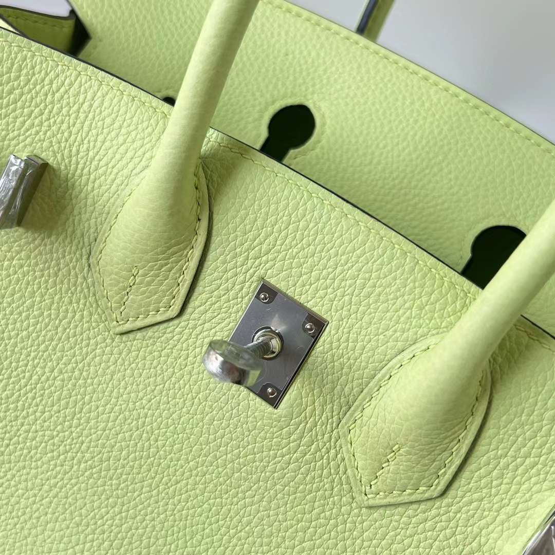 Hermès（爱马仕）Birkin 铂金包 Togo皮 Y6 艾酒绿 银扣 25cm 全手工蜡线缝 Phw