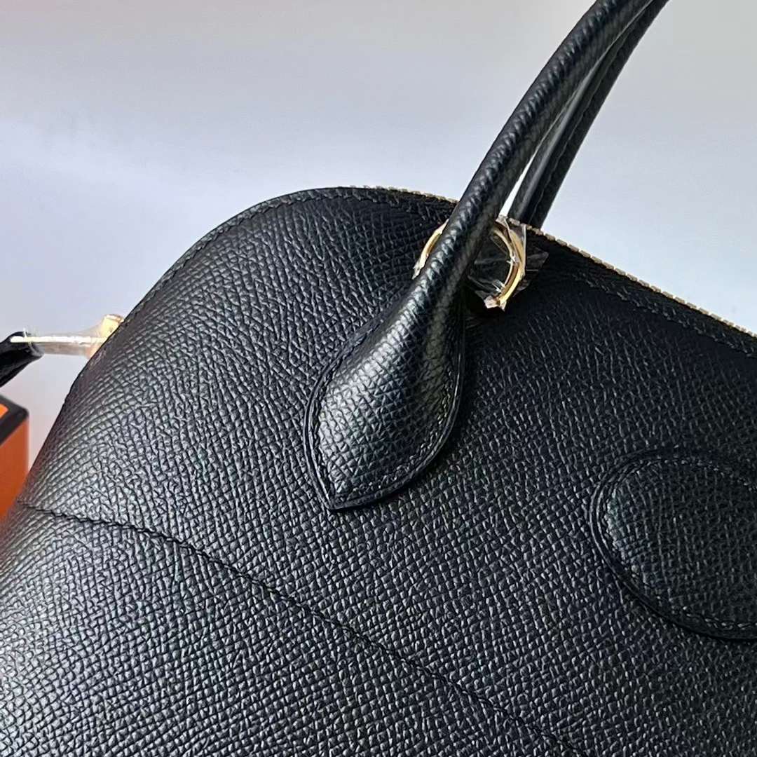 Hermès（爱马仕）Bolide 保龄球包 Epsom Ck89 黑色 金扣 27cm 全手工蜡线缝 Ghw