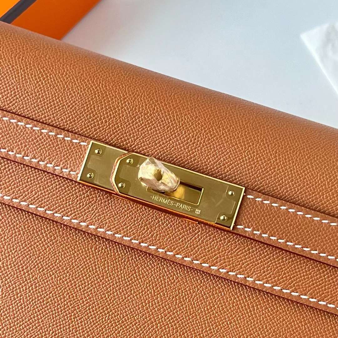 Hermès（爱马仕）Kelly elan Madame Ck37 金棕色 金扣 27cm 全手工蜡线缝 Ghw