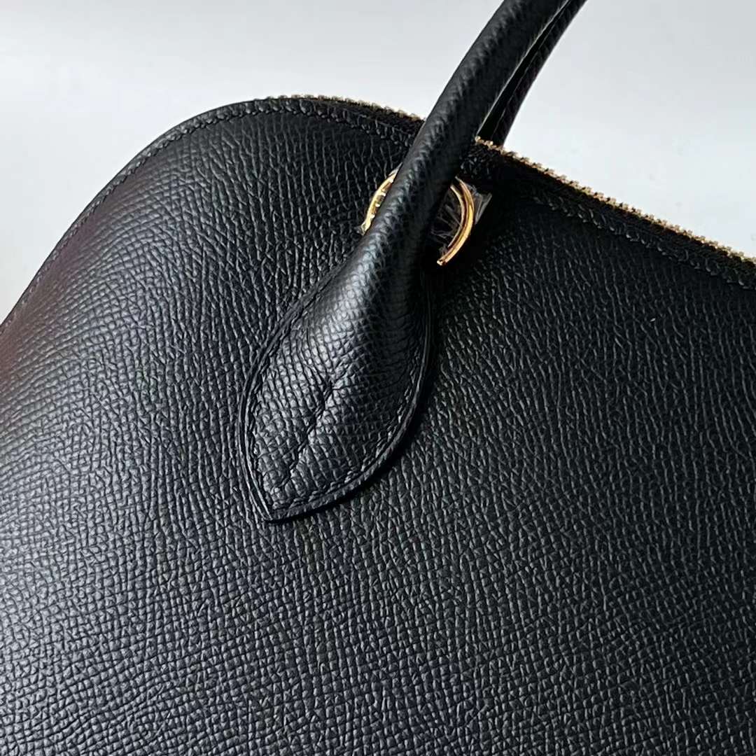 Hermès（爱马仕）Bolide 保龄球包 Epsom ck89 黑色 金扣 25cm 全手工蜡线缝 Ghw