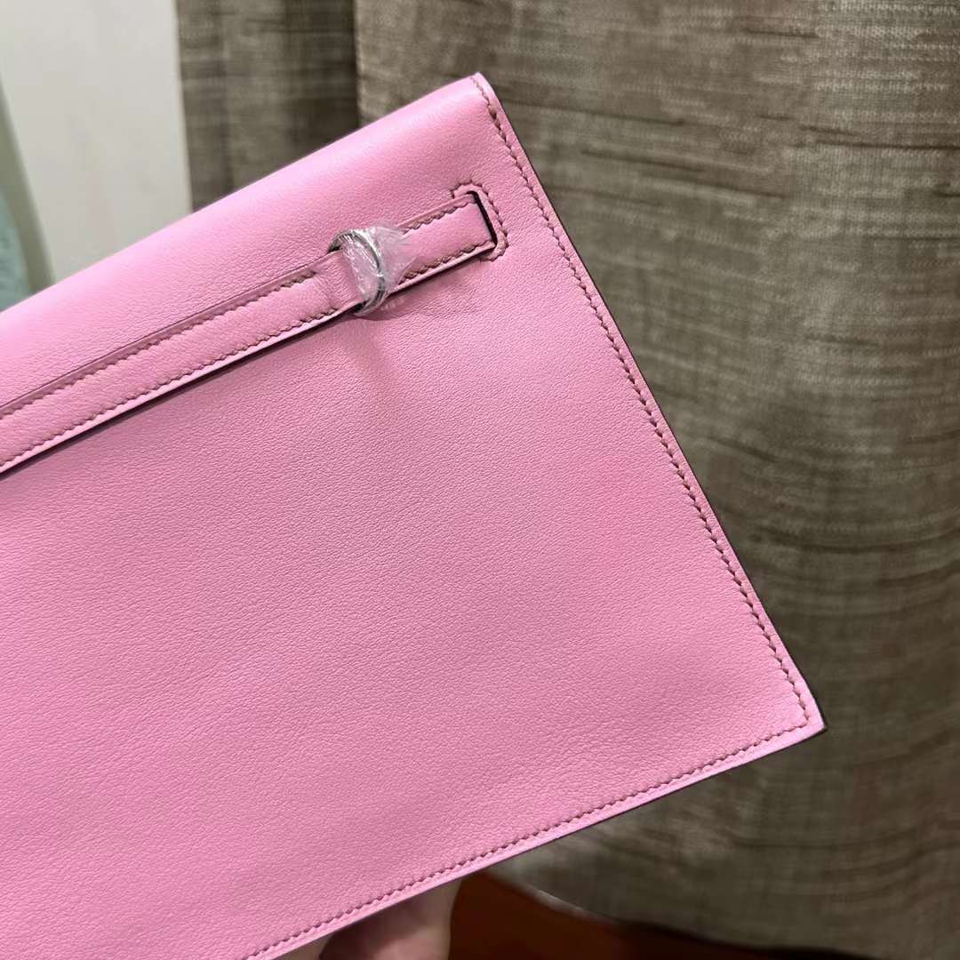 Hermès（爱马仕） Kelly danse 跳舞包 Swift 5P 樱花粉 银扣 22cm 全手工蜡线缝 Phw