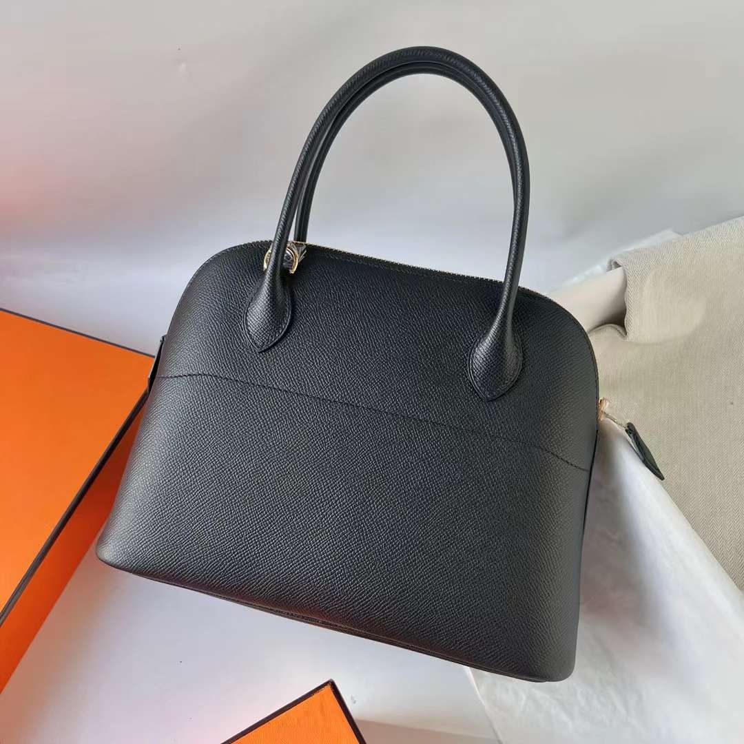 Hermès（爱马仕）Bolide 保龄球包 Epsom Ck89 黑色 金扣 27cm 全手工蜡线缝 Ghw