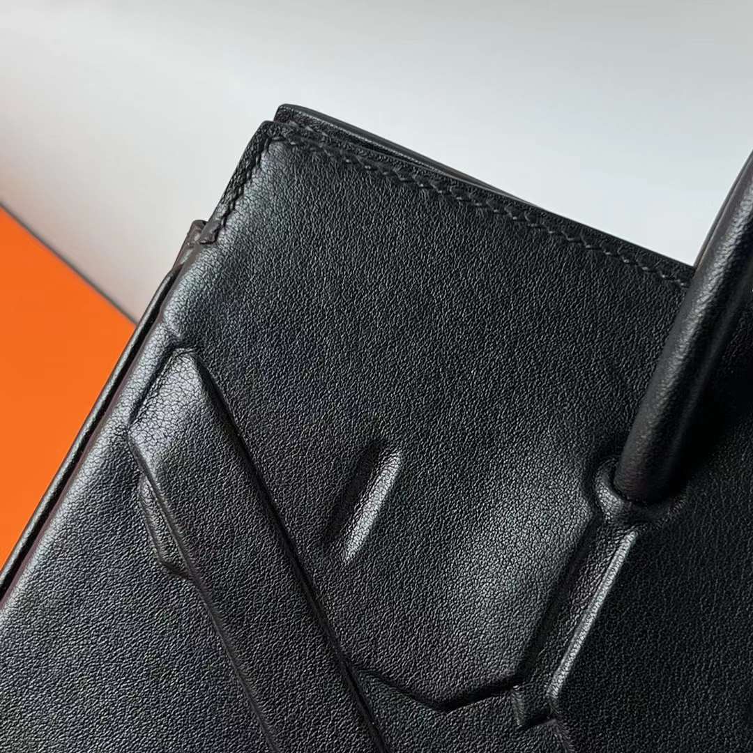 Hermès（爱马仕）Birkin Shadow Swift 幻影包 Ck89 黑色 Noir 银扣 25cm 全手工蜡线缝 Phw