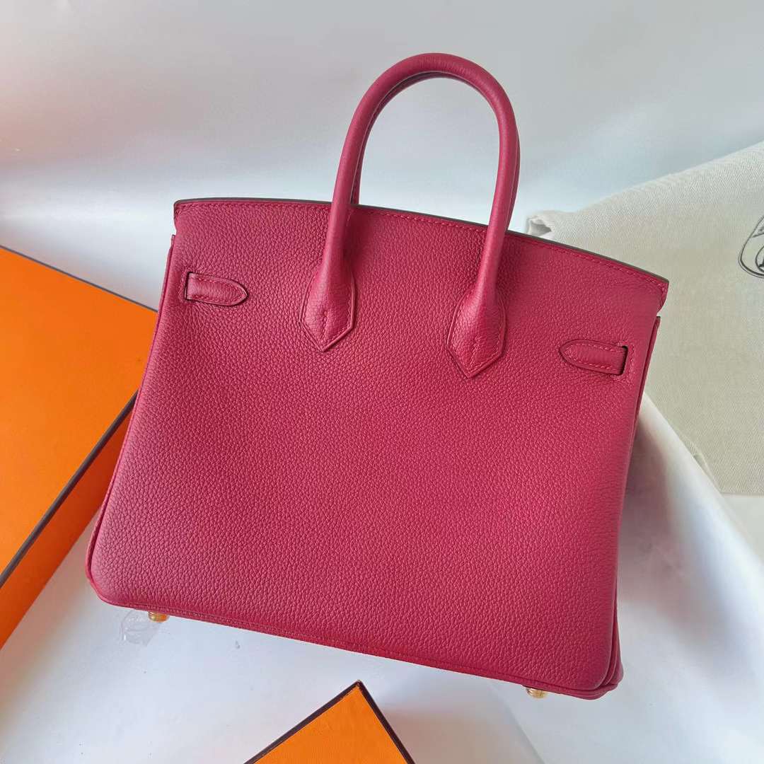 Hermès（爱马仕）Birkin 铂金包 Togo皮 K1 石榴红 金扣 25cm 全手工蜡线缝 Ghw