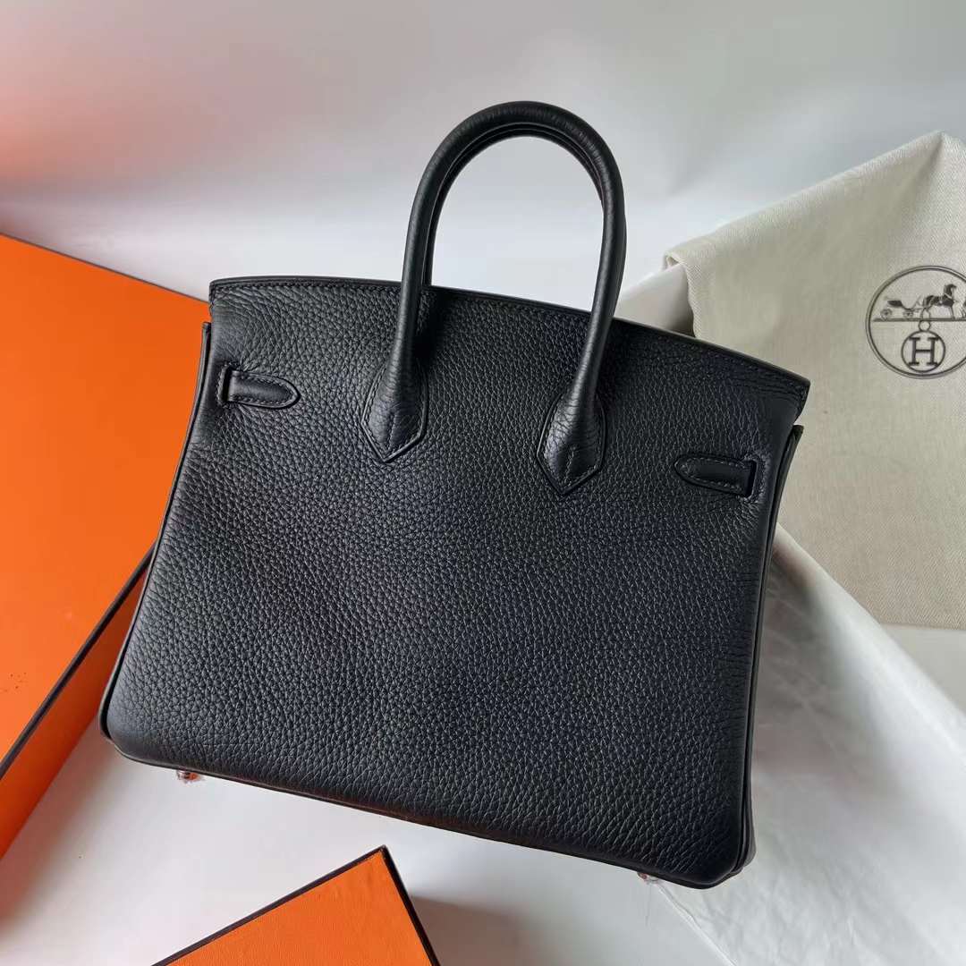 Hermès（爱马仕） Birkin 铂金包 Clemence 原德国TC大牛皮 Ck89 黑色 银扣 25cm 全手工蜡线缝 Phw