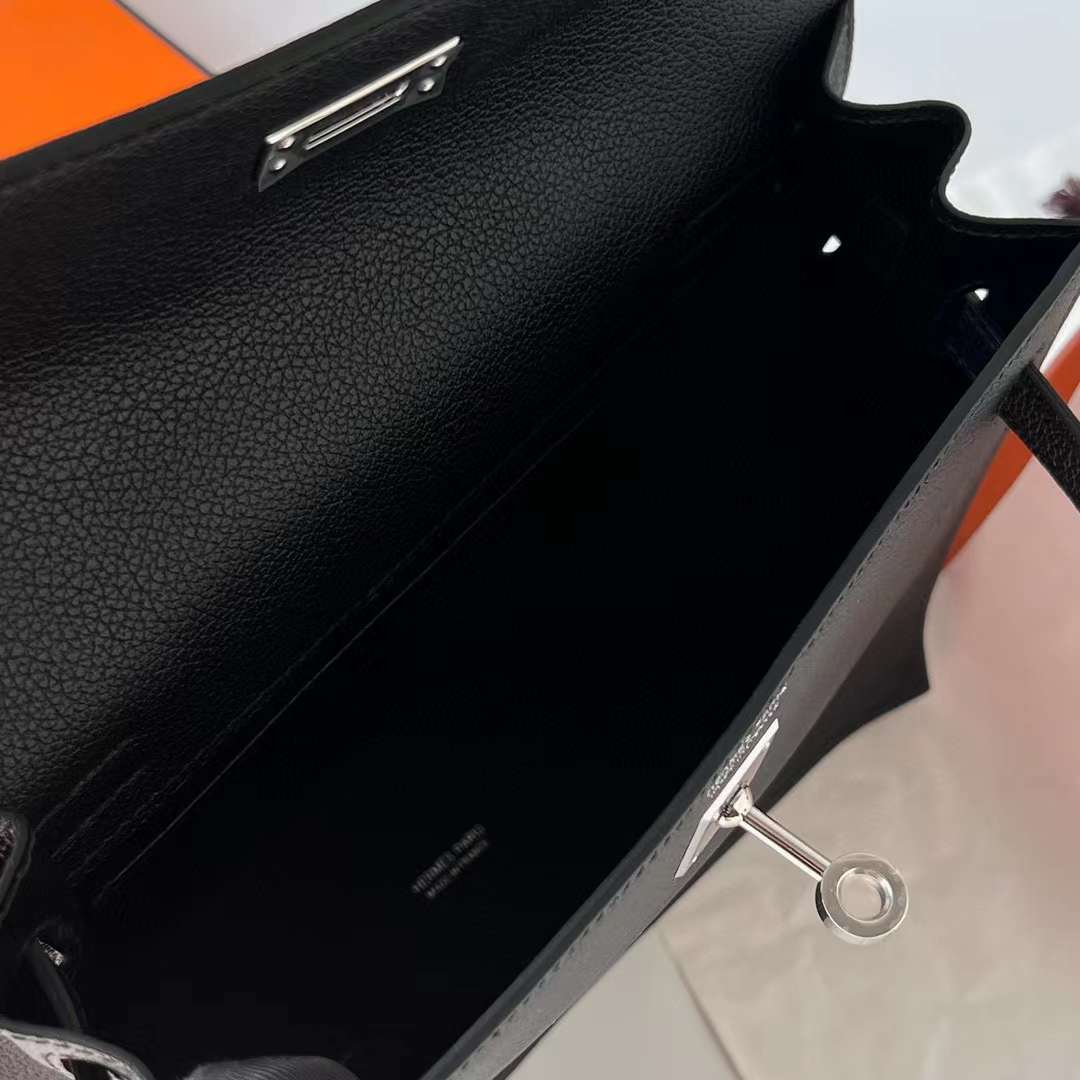 Hermès（爱马仕） Kelly danse 跳舞包 Evercolor Ck89 黑色 银扣 22cm 全手工蜡线缝 Phw