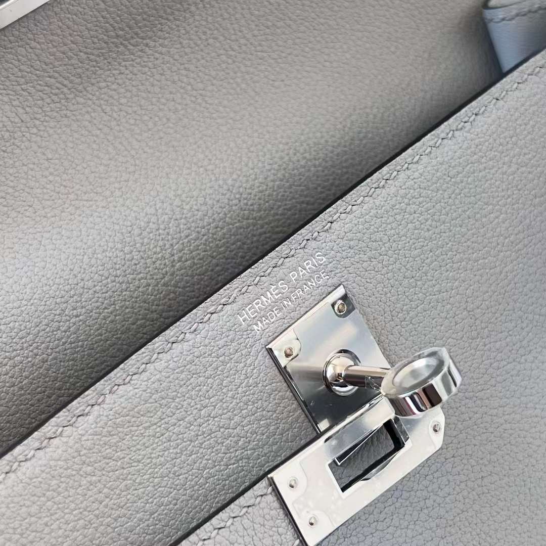 Hermès（爱马仕） Kelly danse 跳舞包 Evercolor 8U 冰川蓝 银扣 22cm 全手工蜡线缝 Phw