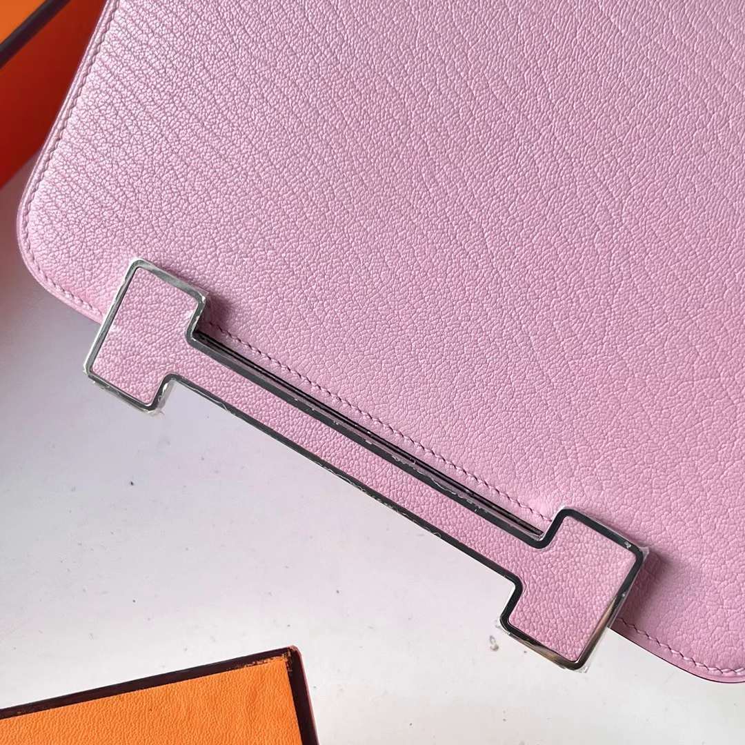 Hermès（爱马仕）Geta 木屐包 Chevre 进口山羊皮 X9 锦葵紫 银扣 20cm 全手工蜡线缝 Phw