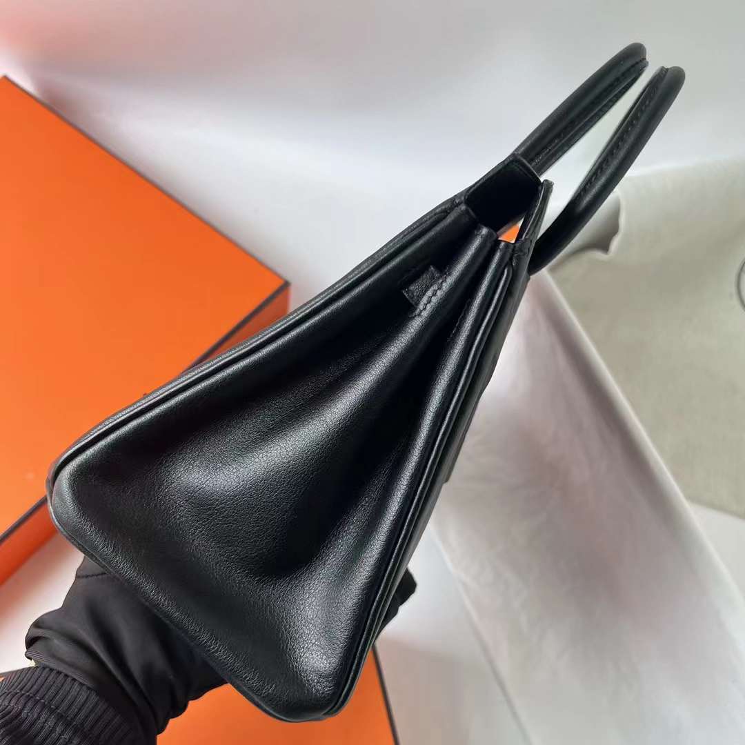 Hermès（爱马仕）Birkin Shadow Swift 幻影包 Ck89 黑色 Noir 银扣 25cm 全手工蜡线缝 Phw