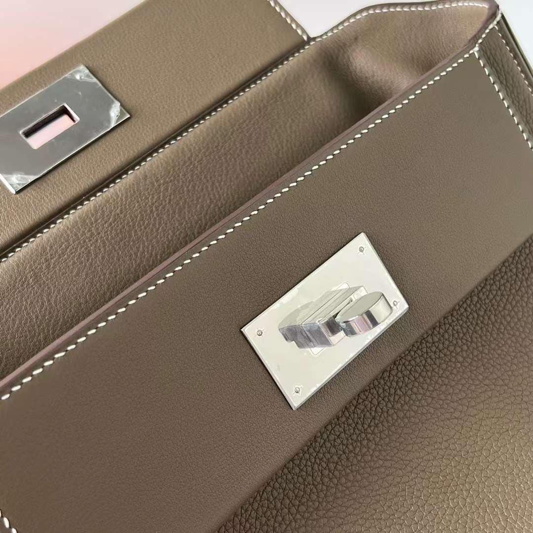 Hermès（爱马仕）Kelly 2424 Maurice 拼 Swift Ck18 大象灰 银扣 29cm 全手工蜡线缝 Phw
