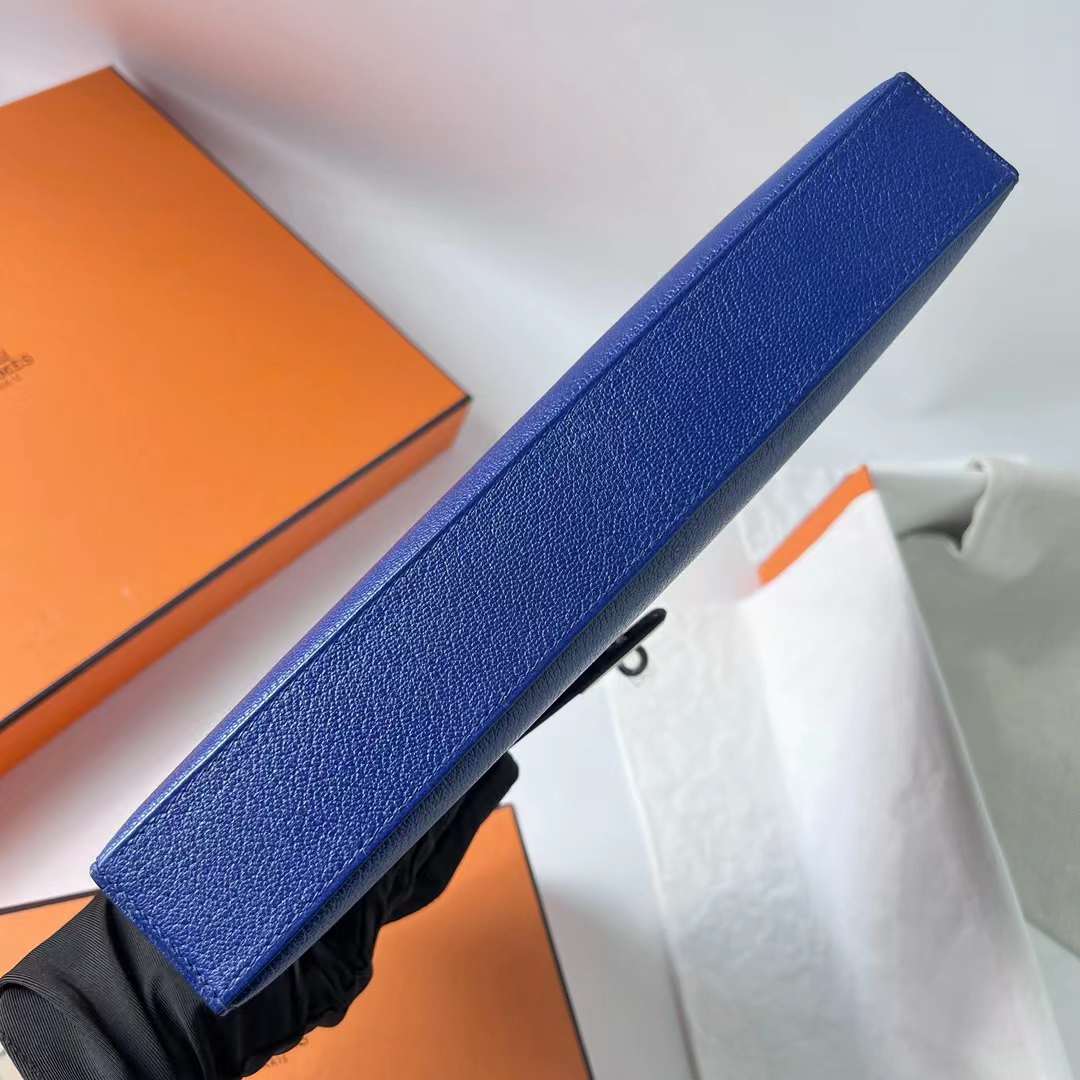 Hermès（爱马仕）Kelly elan Chevre 进口山羊皮 Ck73 宝石蓝 银扣 27cm 全手工蜡线缝 Phw