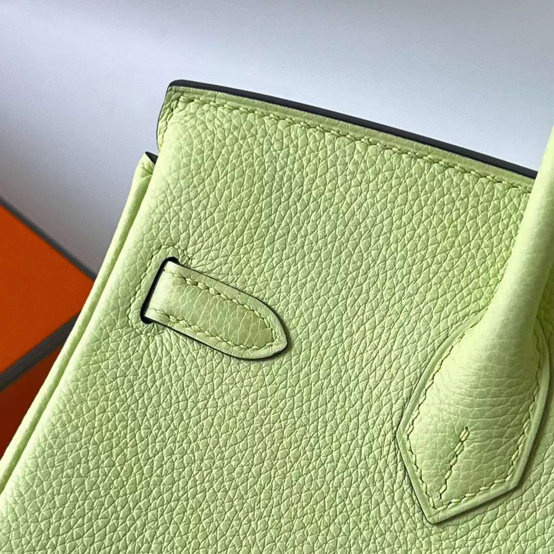 Hermès（爱马仕）Birkin 铂金包 Togo皮 Y6 艾酒绿 银扣 25cm 全手工蜡线缝 Phw