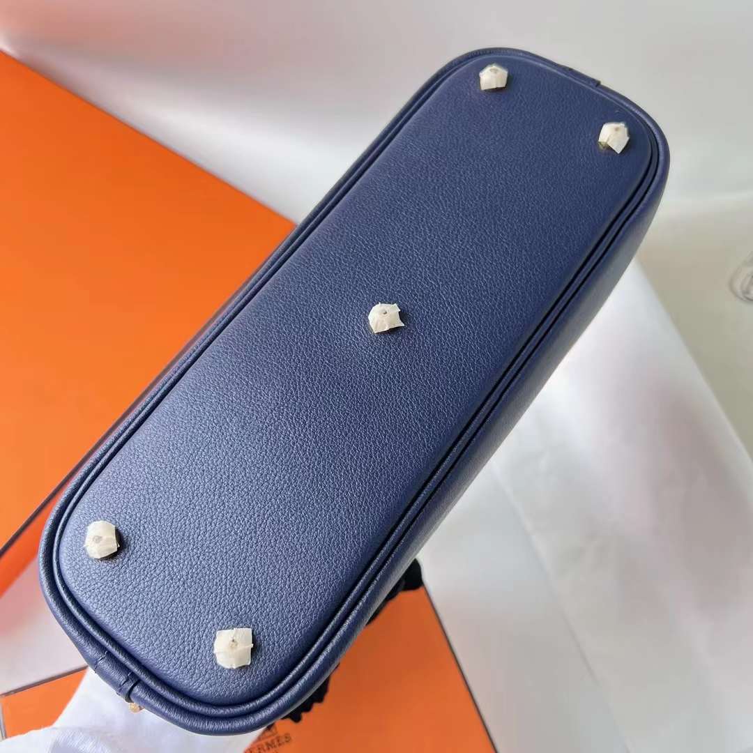 Hermès（爱马仕）Bolide 保龄球包 Evercolor Ck73 宝石蓝 金扣 25cm 全手工蜡线缝 ghw