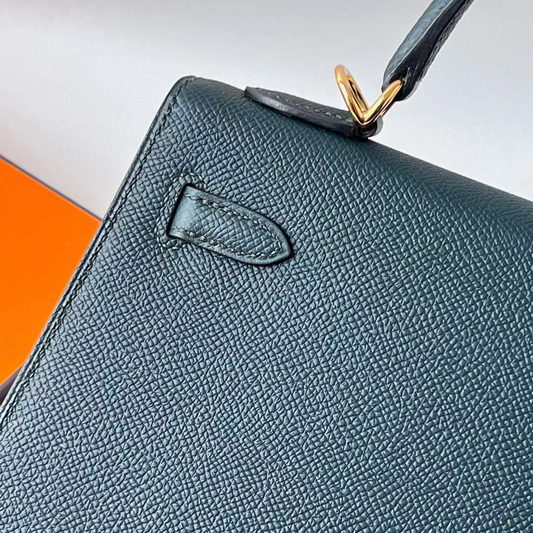 Hermès（爱马仕） Kelly 凯莉包 Epsom 6O 松柏绿 金扣 25cm 全手工蜡线缝 Ghw