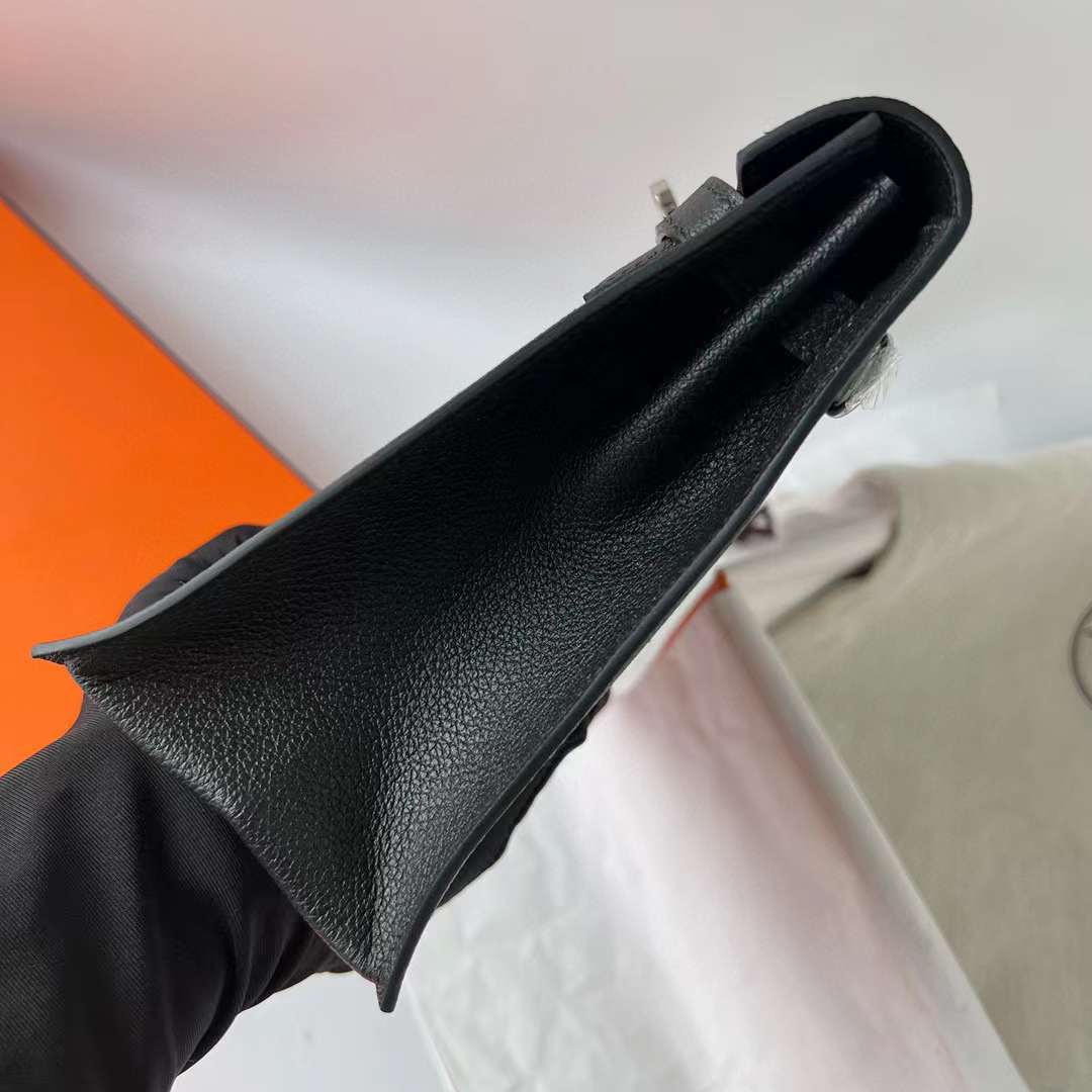 Hermès（爱马仕） Kelly danse 跳舞包 Evercolor Ck89 黑色 银扣 22cm 全手工蜡线缝 Phw