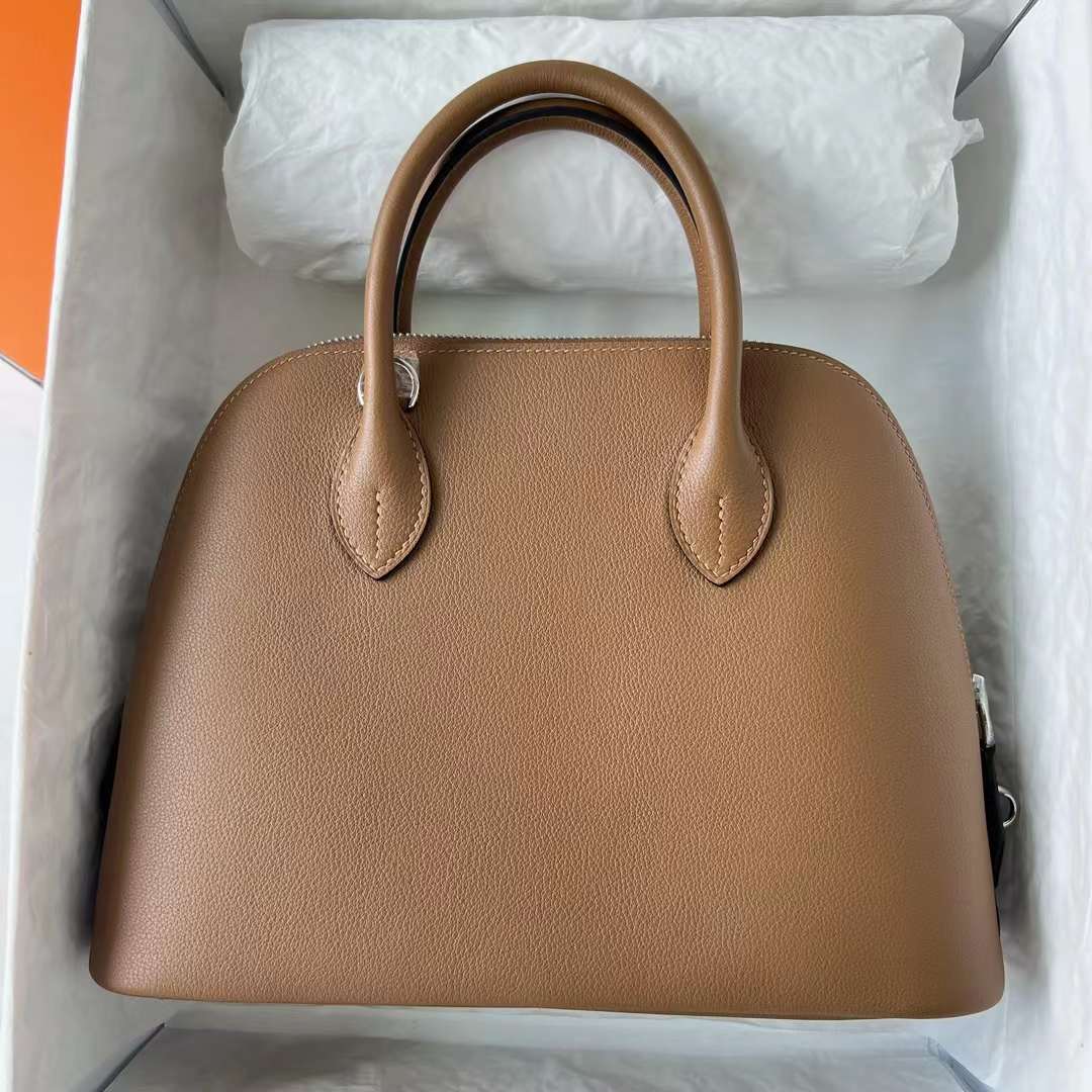 Hermès（爱马仕）Bolide 保龄球包 Evercolor D0 威马犬米色 银扣 25cm 全手工蜡线缝 Phw