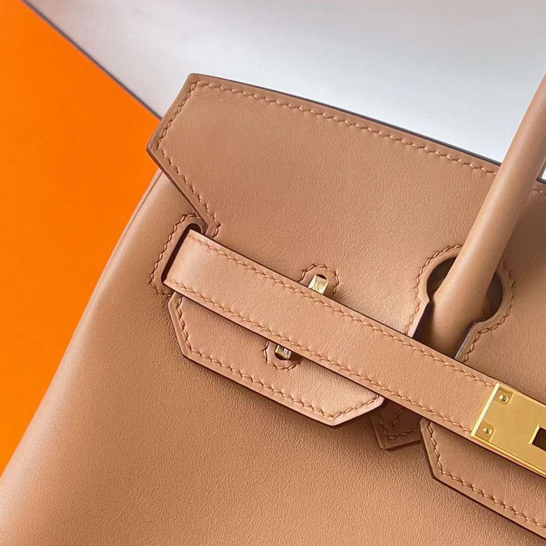 Hermès（爱马仕）Birkin 铂金包 Swift 0M 奶茶色 金扣 30cm 全手工蜡线缝 Ghw