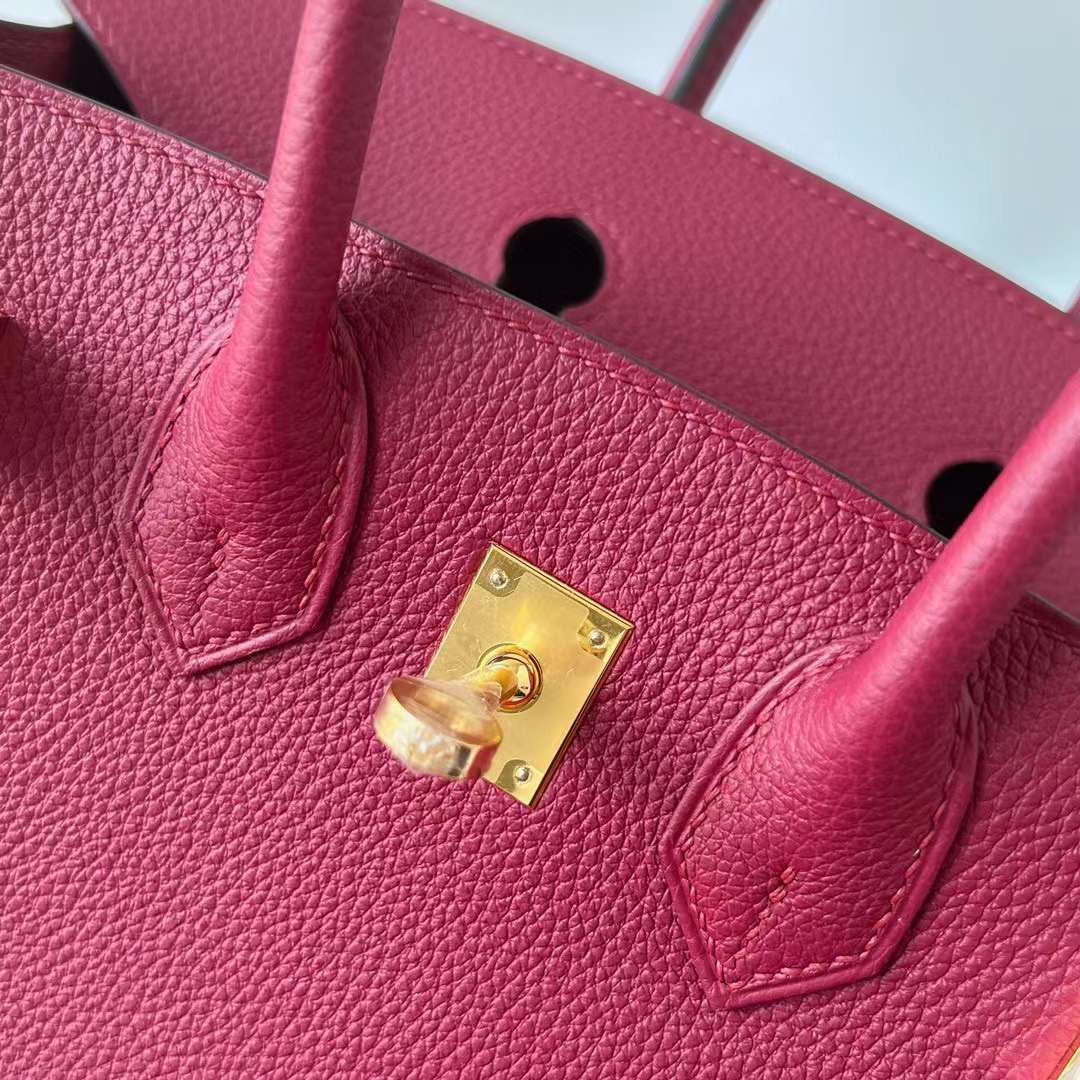 Hermès（爱马仕）Birkin 铂金包 Togo皮 K1 石榴红 金扣 25cm 全手工蜡线缝 Ghw