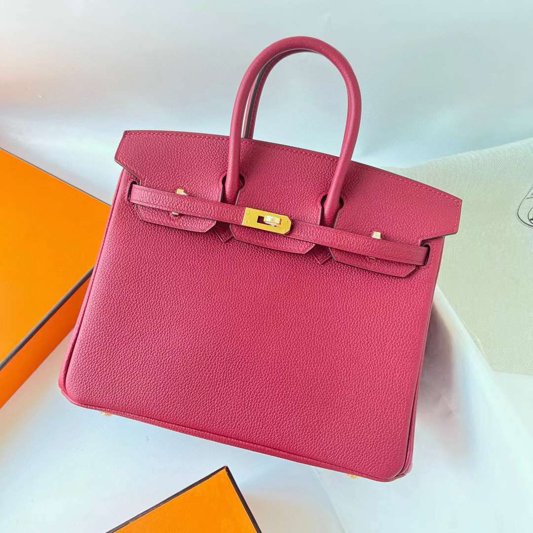 Hermès（爱马仕）Birkin 铂金包 Togo皮 K1 石榴红 金扣 25cm 全手工蜡线缝 Ghw