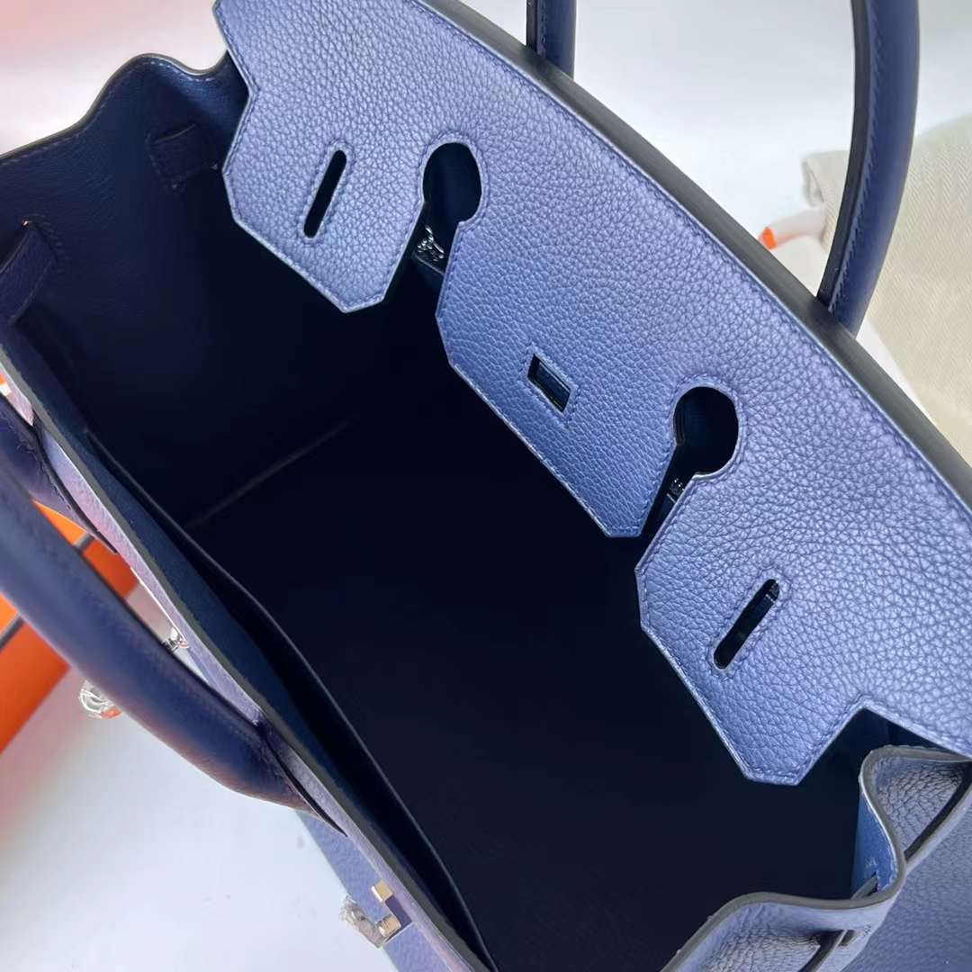 Hermès（爱马仕）Birkin 铂金包 Togo Ck73 宝石蓝 银扣 30cm 全手工蜡线缝 Phw