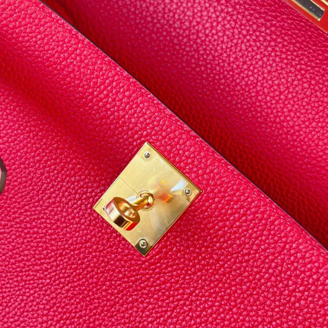 Hermès（爱马仕）Kelly 凯莉包 Togo皮 进口小牛皮 S3 心红色 金扣 28cm 全手工蜡线缝 Ghw