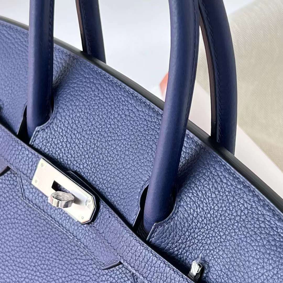 Hermès（爱马仕）Birkin 铂金包 Togo Ck73 宝石蓝 银扣 30cm 全手工蜡线缝 Phw