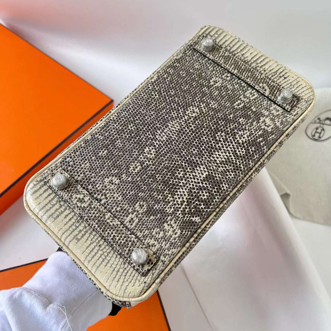 Hermès（爱马仕）Birkin 铂金包 Lizard 进口蜥蜴皮 自然色 银扣 25cm 全手工蜡线缝 Phw