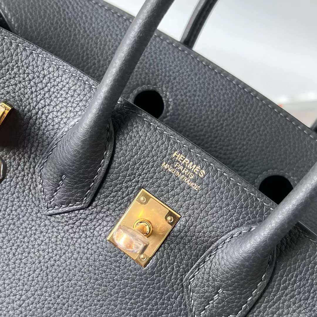 Hermès（爱马仕）Birkin 铂金包 Togo皮 顶级小牛皮 Ck88 石墨灰 金扣 25cm 全手工蜡线缝 Ghw