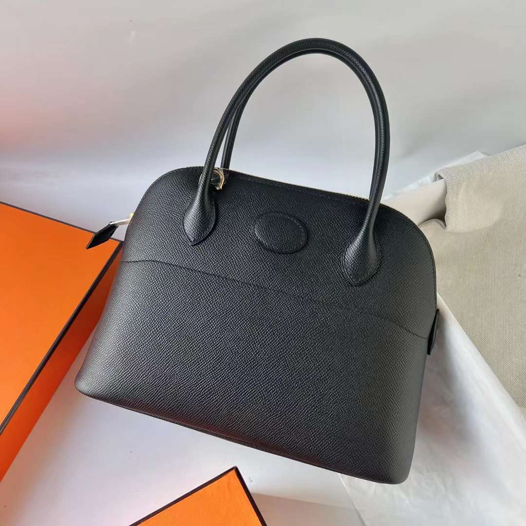 Hermès（爱马仕）Bolide 保龄球包 Epsom Ck89 黑色 金扣 27cm 全手工蜡线缝 Ghw