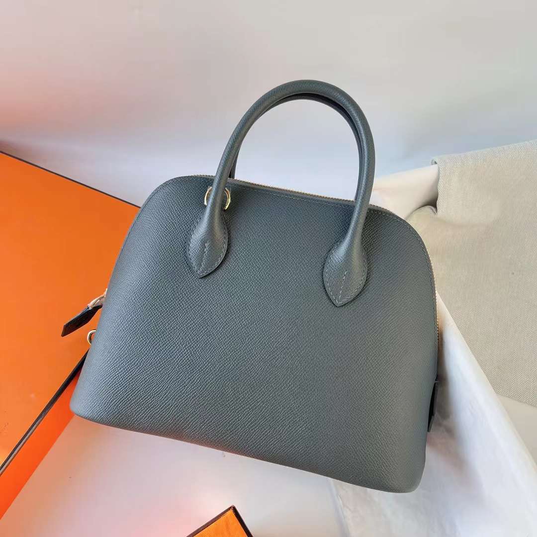 Hermès（爱马仕）Bolide 保龄球包 Epsom Y7 飓风蓝 金扣 25cm 全手工蜡线缝 Ghw