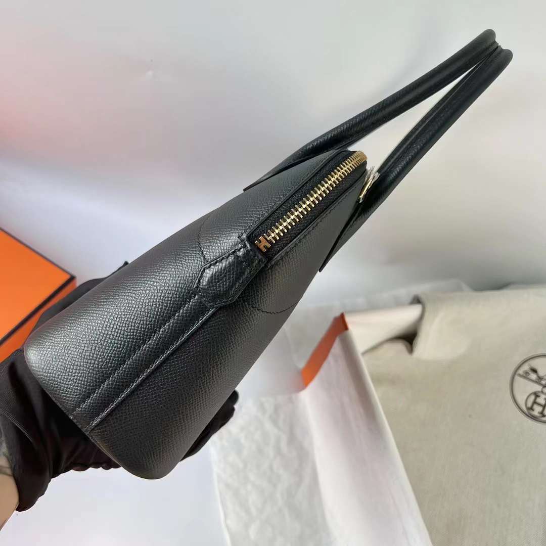 Hermès（爱马仕）Bolide 保龄球包 Epsom Ck89 黑色 金扣 27cm 全手工蜡线缝 Ghw