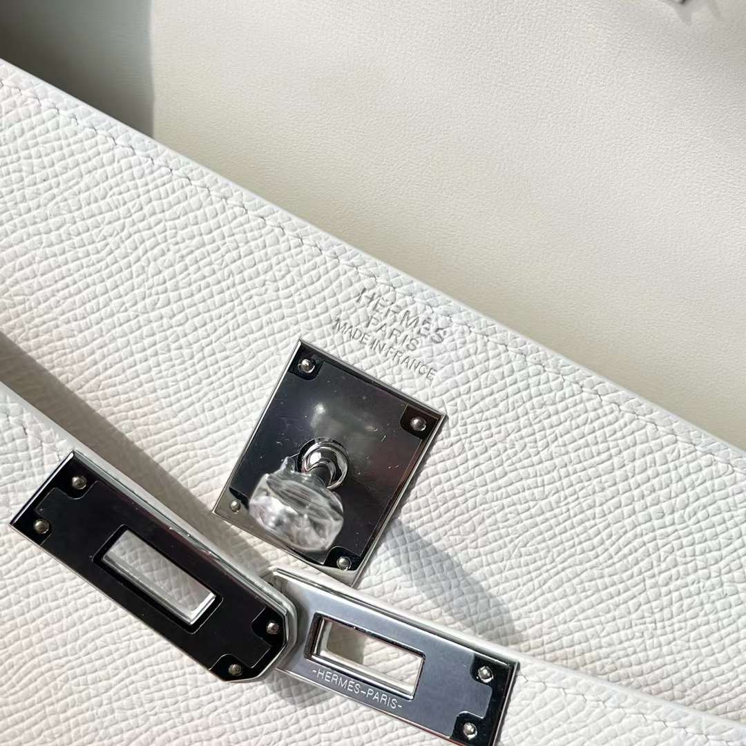 Hermès（爱马仕）Kelly elan Epsom 01 纯白 银扣 27cm 全手工蜡线缝 Phw
