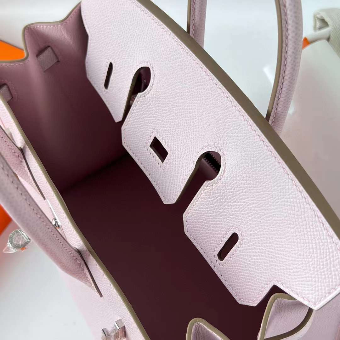Hermès（爱马仕）Birkin 铂金包 Sellier Epsom 09 梦幻粉紫 银扣 25cm 全手工蜡线缝 Phw