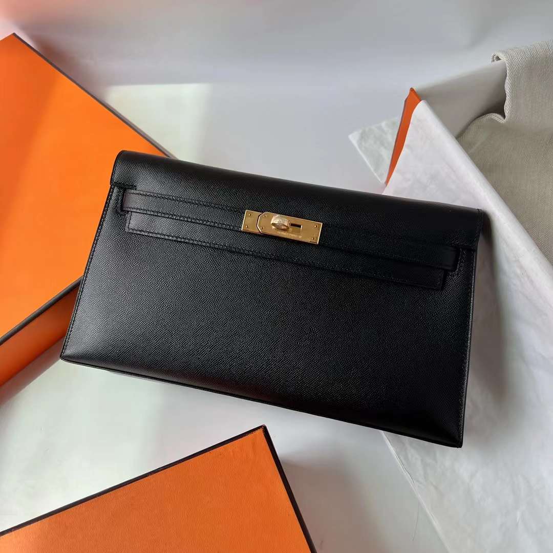 Hermès（爱马仕）Kelly elan Madame Ck89 黑色 金扣 27cm 全手工蜡线缝 Ghw