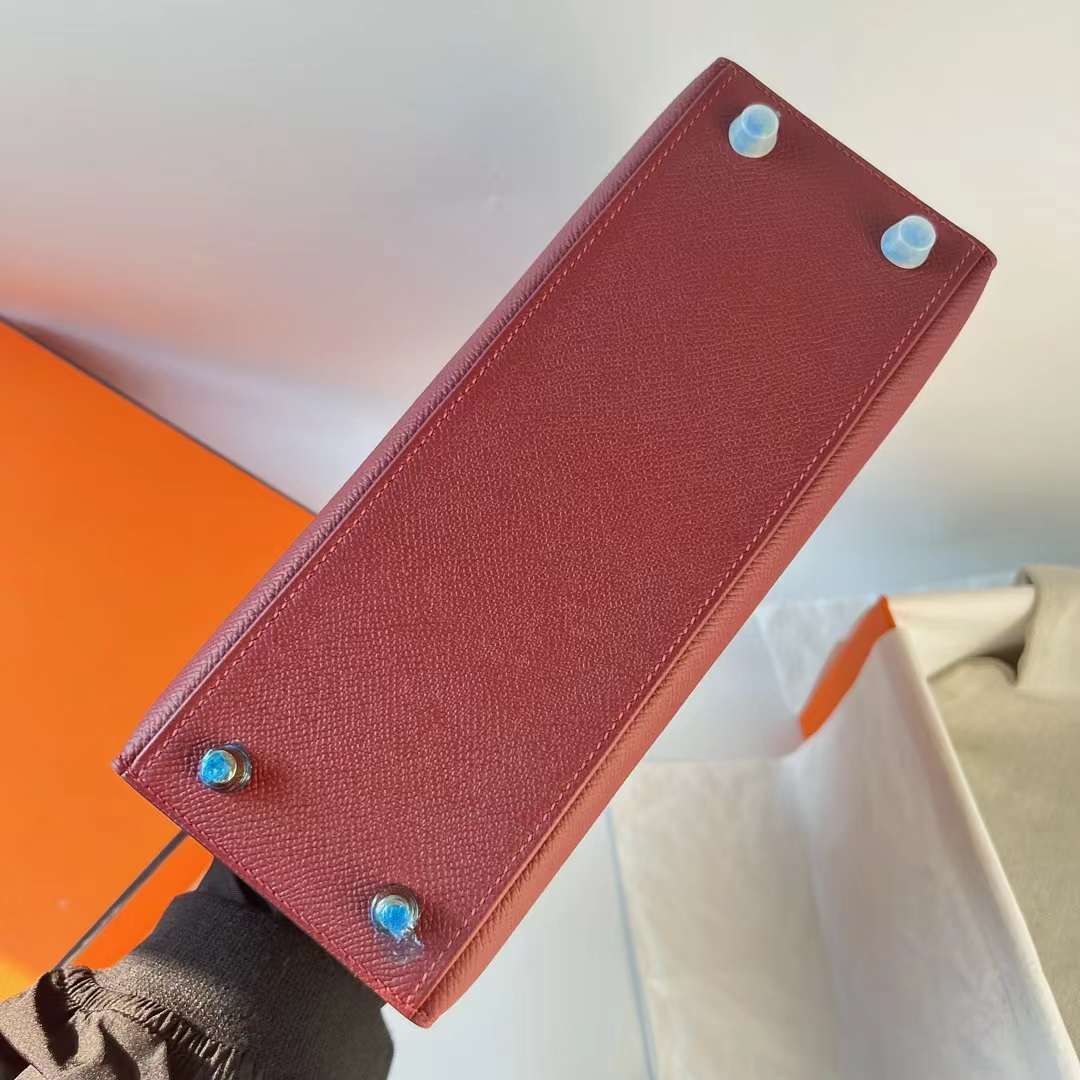 Hermès（爱马仕）Kelly 凯莉包 Epsom Ck55 爱马仕红 金扣 25cm 全手工蜡线缝 Ghw
