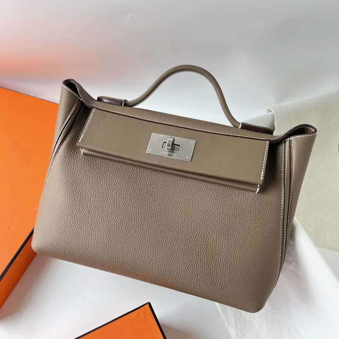 Hermès（爱马仕）Kelly 2424 Maurice 拼 Swift Ck18 大象灰 银扣 29cm 全手工蜡线缝 Phw