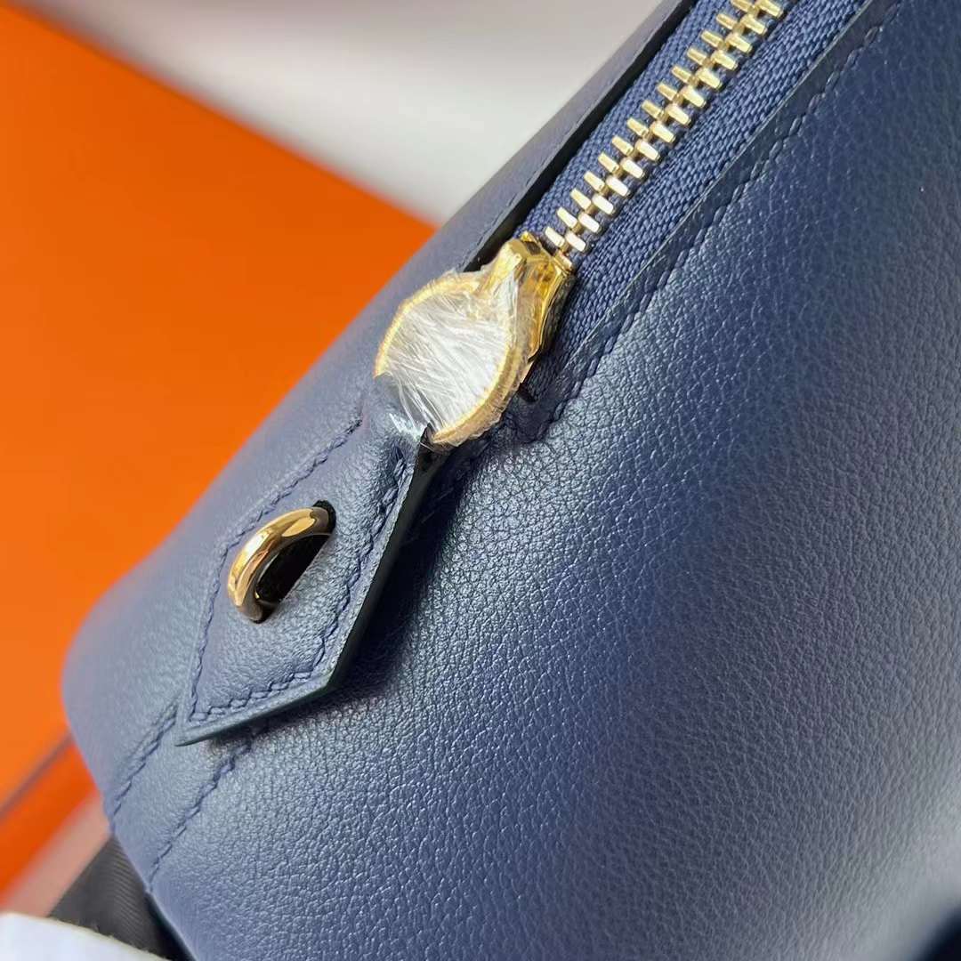 Hermès（爱马仕）Bolide 保龄球包 Evercolor Ck73 宝石蓝 金扣 25cm 全手工蜡线缝 ghw