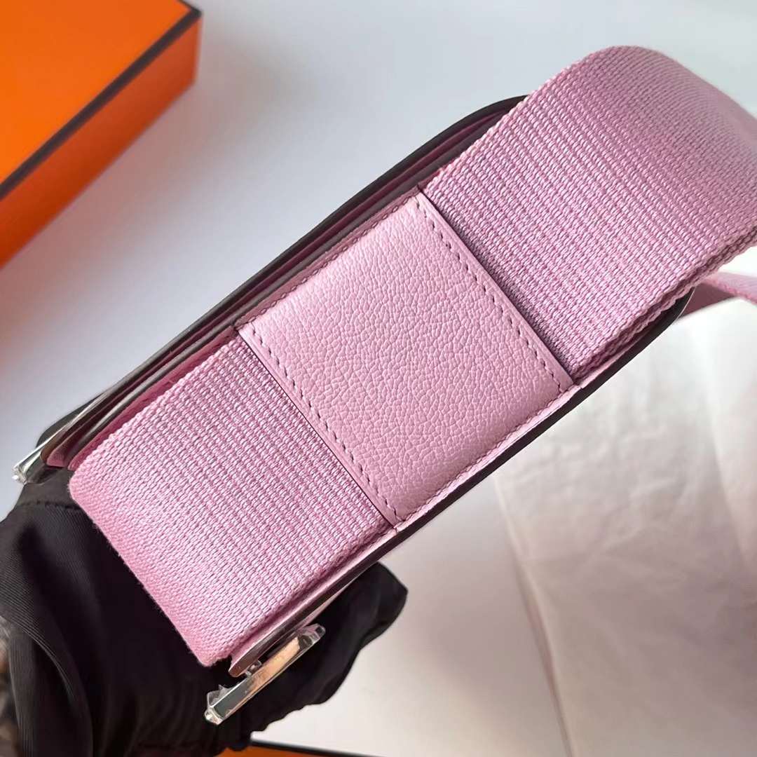 Hermès（爱马仕）Geta 木屐包 Chevre 进口山羊皮 X9 锦葵紫 银扣 20cm 全手工蜡线缝 Phw