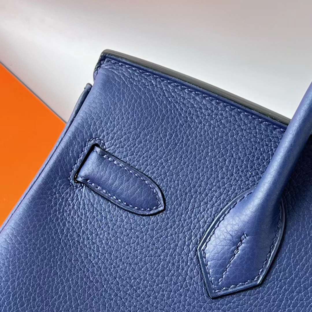 Hermès（爱马仕）Birkin 铂金包 Togo Ck73 宝石蓝 银扣 30cm 全手工蜡线缝 Phw