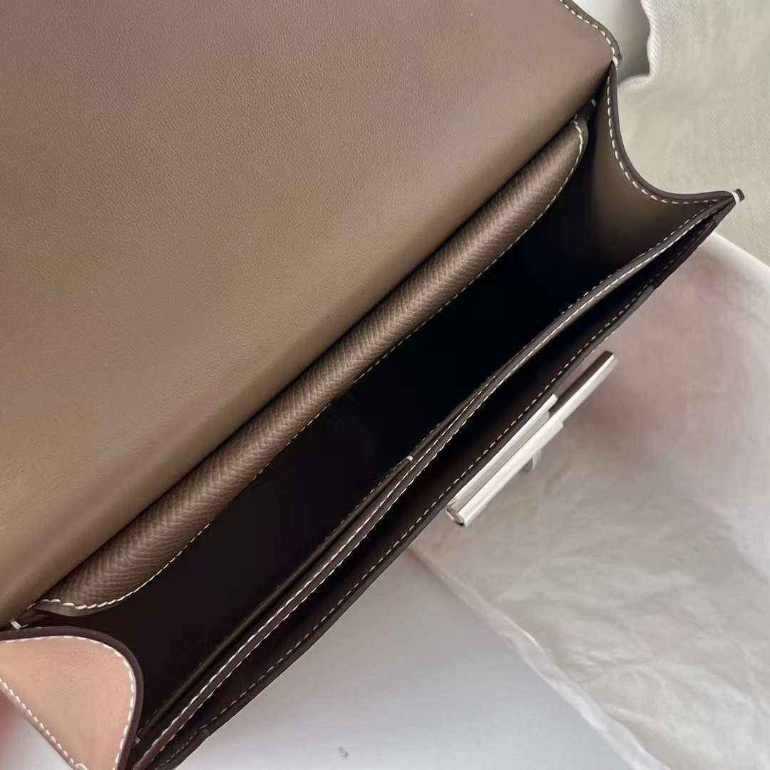 Hermès（爱马仕）Verrou 机枪包 Epsom Ck18 大象灰 银扣 21cm 全手工蜡线缝制 Phw