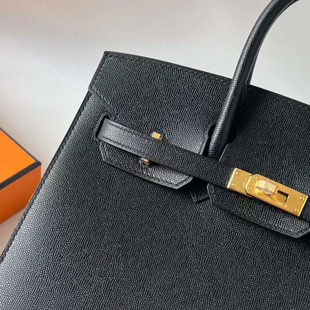 Hermès（爱马仕）Birkin 铂金包 Sellier Madame Ck89 黑色 金扣 25cm 全手工蜡线缝 Ghw