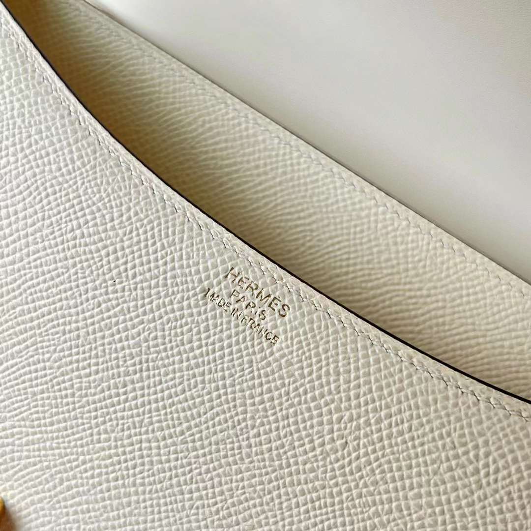 Hermès（爱马仕）Constance 空姐包 Epsom Ck10 奶昔白 Craie 金扣 24cm 全手工蜡线缝 Ghw