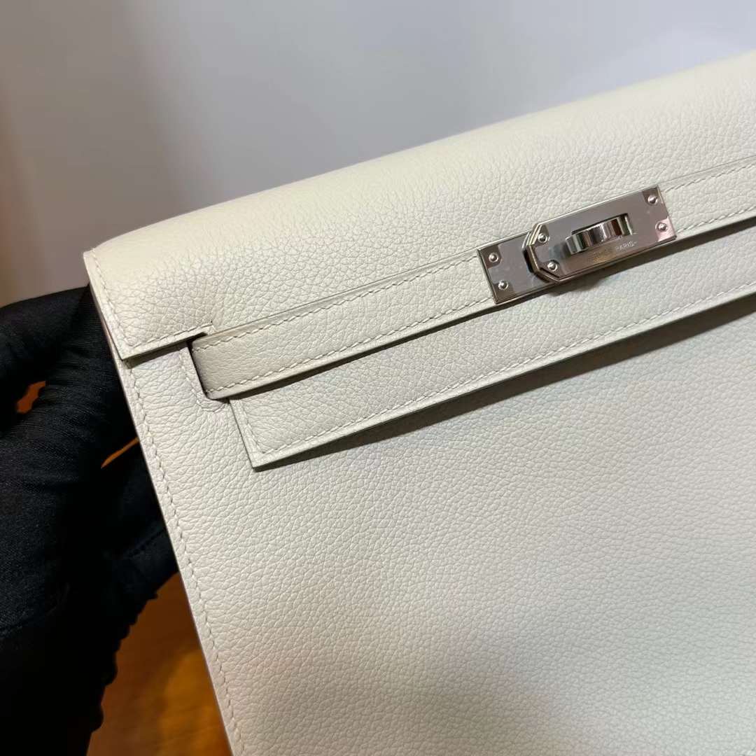 Hermès（爱马仕）Kelly danse 跳舞包 Evercolor Ck80 珍珠灰 银扣 22cm 全手工蜡线缝 Phw
