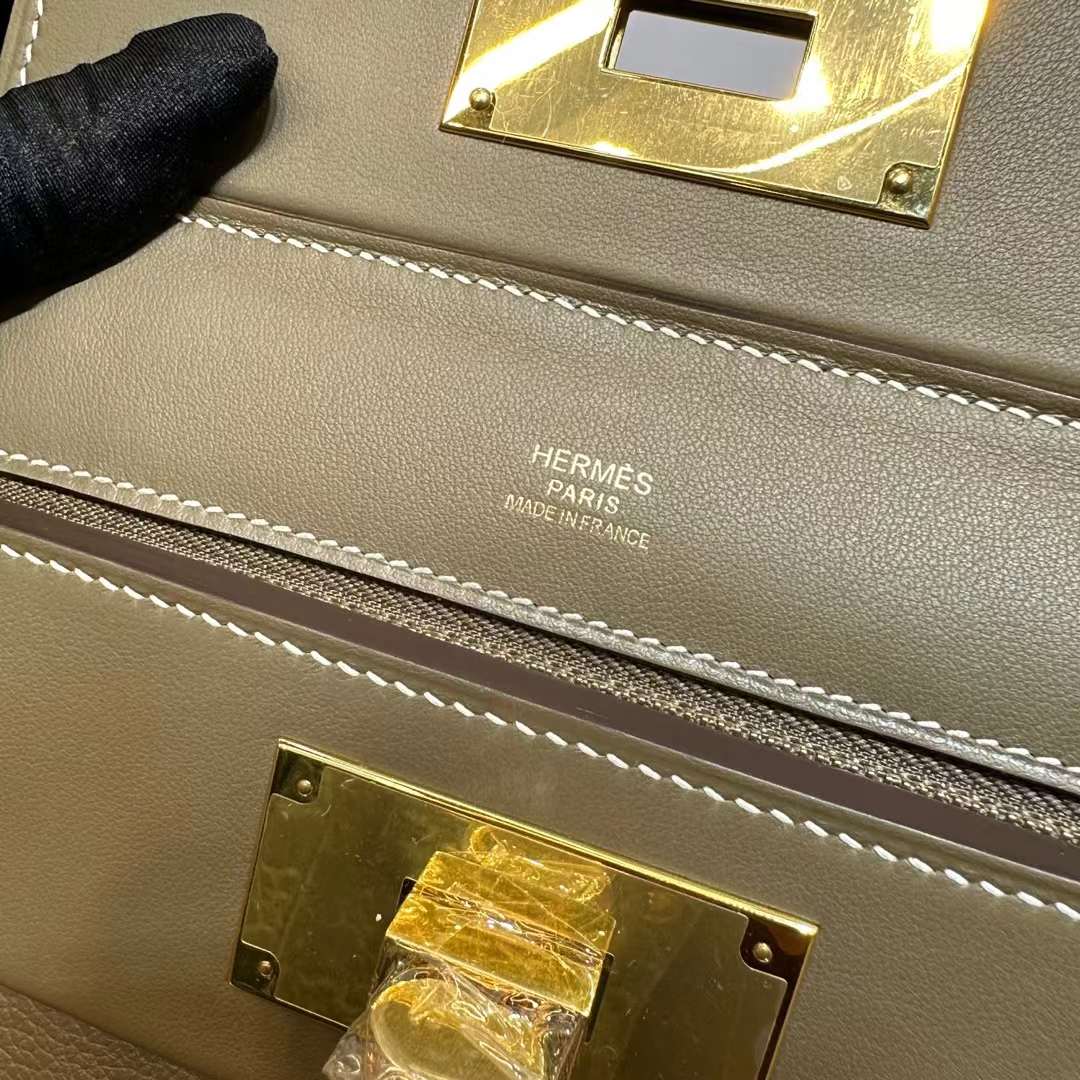Hermès（爱马仕）Mini kelly 2424 Evercolor & Swift Ck18 大象灰 金扣 21cm 全手工蜡线缝 Ghw