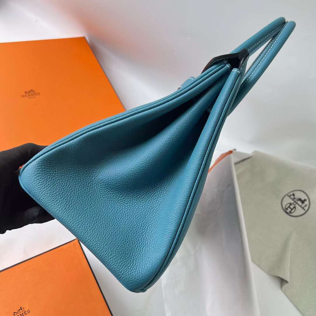 Hermès（爱马仕）Birkin 铂金包 Togo Ck75 牛仔蓝 银扣 35cm 全手工蜡线缝 Phw