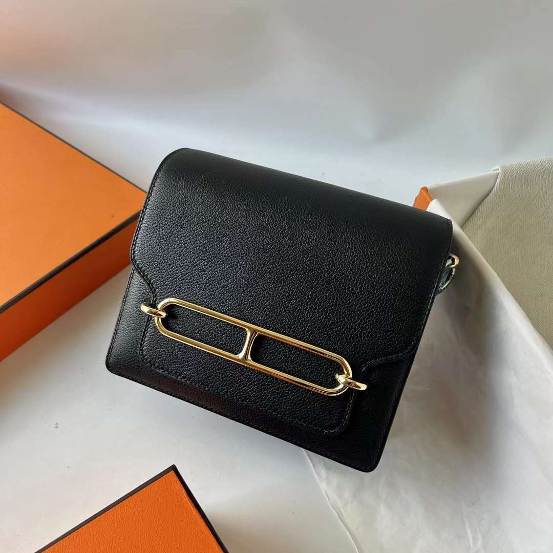 Hermès（爱马仕）Roulis 猪鼻子 Evercolor Ck89 黑色 金扣 18cm 全手工蜡线缝 Ghw